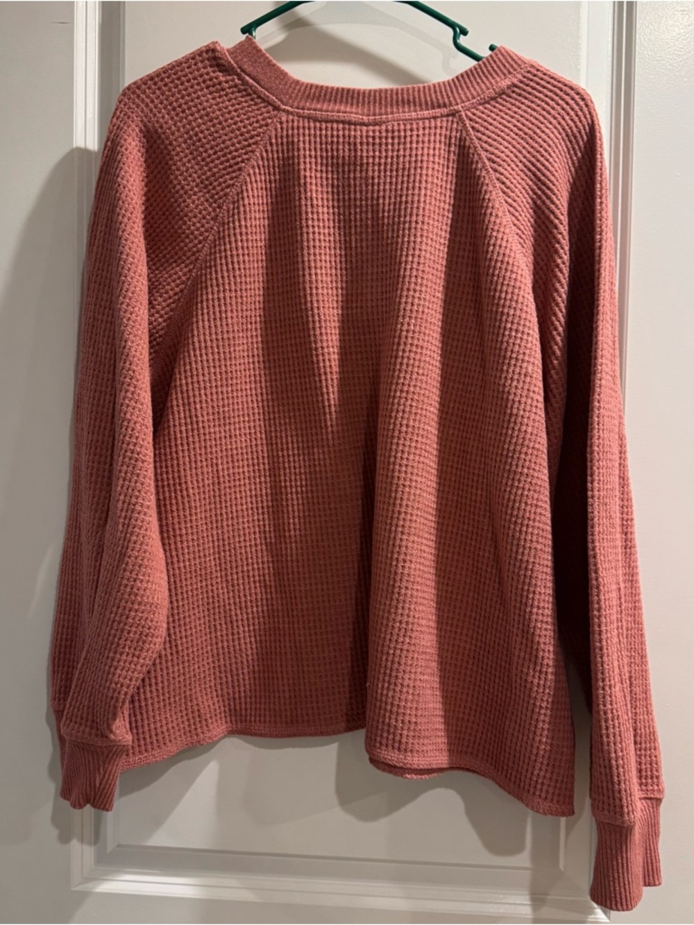 Old Navy Waffle Knit Henley Long Sleeve Top - Rusty Rose - Picture 3 of 3